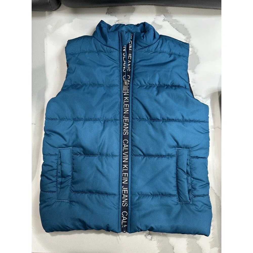 Calvin Klein Jeans Puffer Vest Boys 3T Black BlueOutdoors Logo Kids Coat (0020)